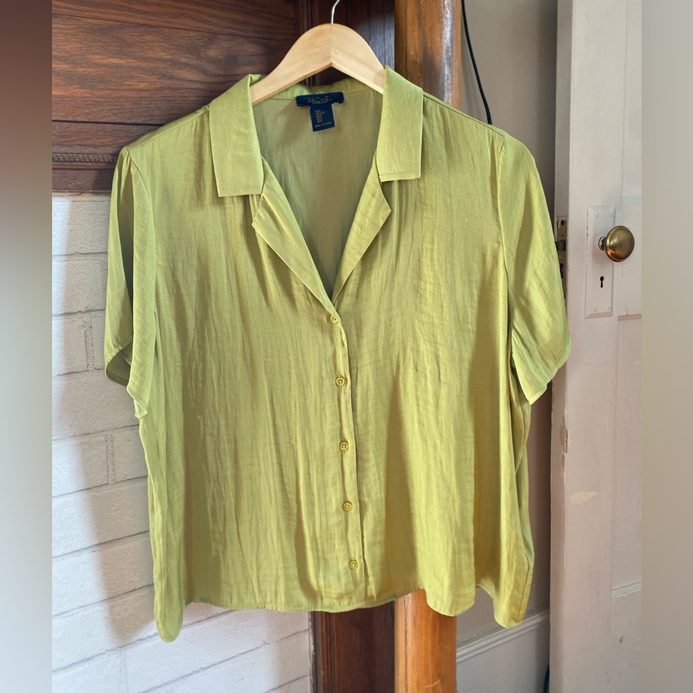 Rachel Zoe silk-like button down short sleeve